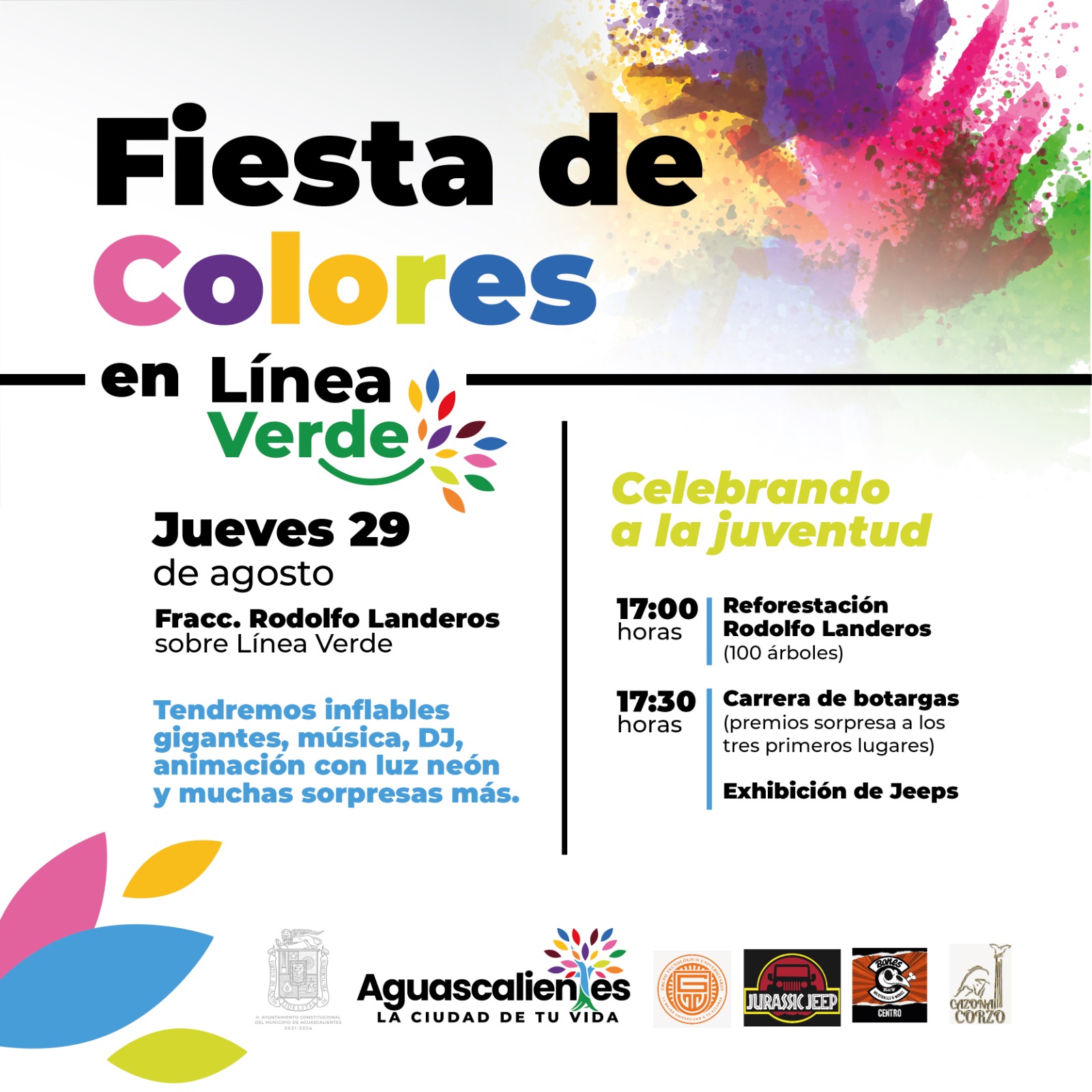 Celebrará Línea Verde a la Juventud con Fiesta de Colores: @MunicipioAgs